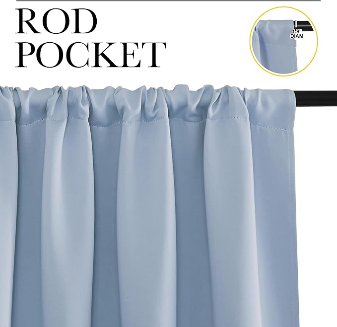 NICETOWN Blackout Curtains for Living Room, Vintage Blue, 2 Panels, 42 by 63