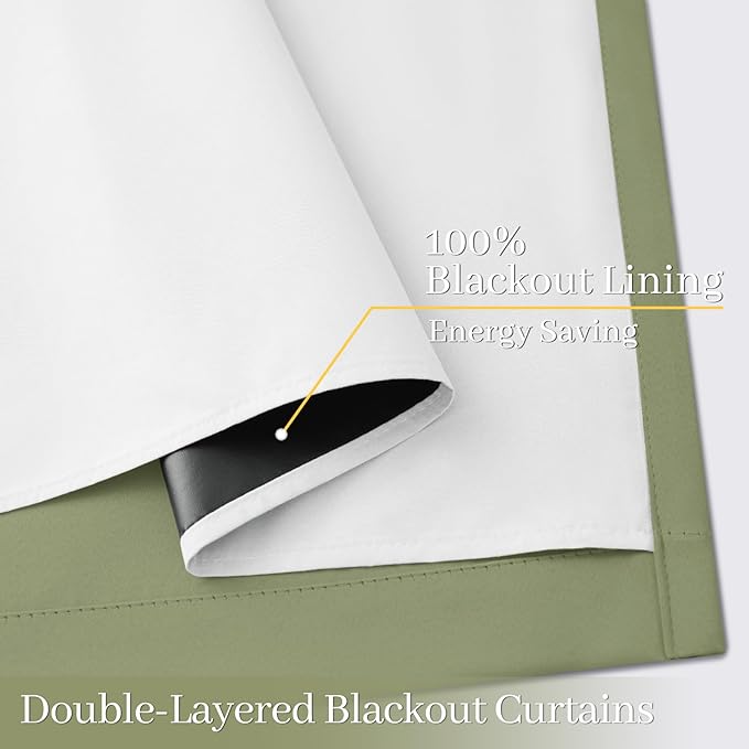 Yakamok 100% Blackout Curtain Panels 72 inches Cold and Light Blocking Drapes