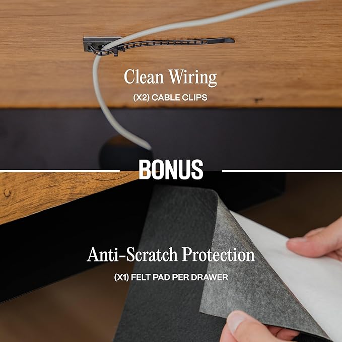 Under Desk Drawer Slide-Out – Lockable Metal Storage Drawer with Cable Management for Office & Home (Single, Non-Bracketed)