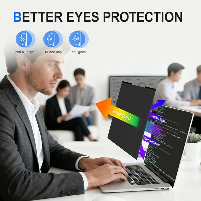 GUDTEKE 2Pack Magnetic 13.3 Inch Laptop Privacy Screen 16:9 Aspect Ratio, Removable Anti-Blue/Glare Protector Film, Anti Spy Desktop Security Private Filter 13.3in