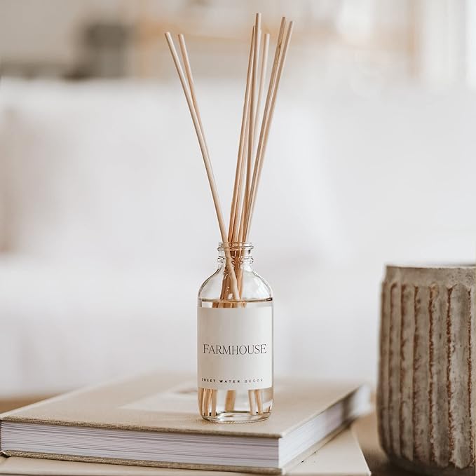 Sweet Water Decor Farmhouse Reed Diffuser Set - Apple, Orange, Pumpkin, Fall Scented Air Freshener - Scent Diffusers for Home, Long Lasting Fragrance, Made in The USA