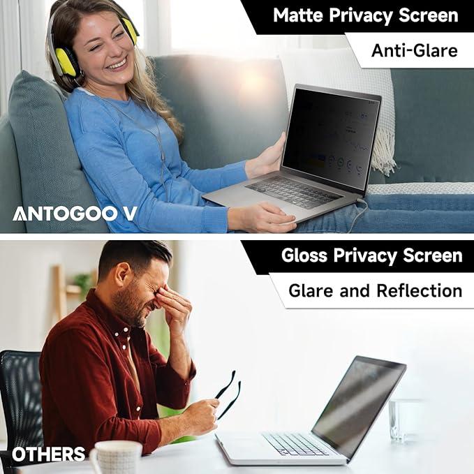 15.6 Inch 1920x1080 Laptop Privacy Screen Filter, Anti Blue Light Glare & Anti Scratch Computer Privacy Shield for 15.6" with 16:9 Aspect Ratio Laptop