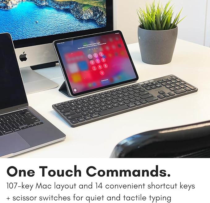 Macally Backlit Bluetooth Keyboard for Mac - Compatible Apple Keyboard Wireless - Multi-Device for MacBook Pro/Air, iMac, iMac Pro, Mac mini/Pro