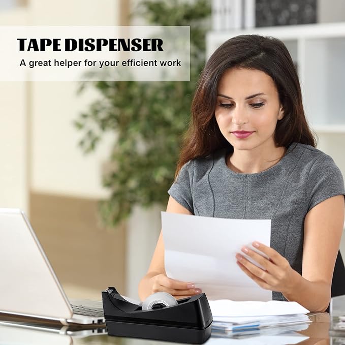 Lanties 6 Pack Desktop Tape Dispensers Non Skid Base for Office Home School (Tape Not Included) (Black)