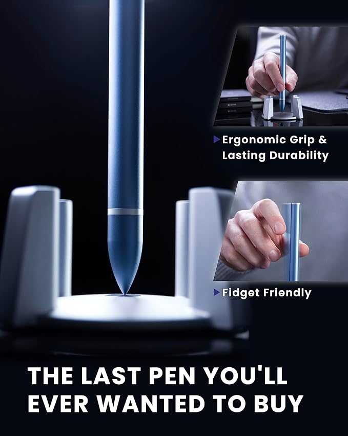 novium Hoverpen - Luxury Pen for Men & Women, Vertically Standing Executive Ballpoint Pen with Top Grade Free-Flowing Ink Refill, Metal Made, Unique Gifts, Luxury Pen for Men, Mens Gifts Ideas