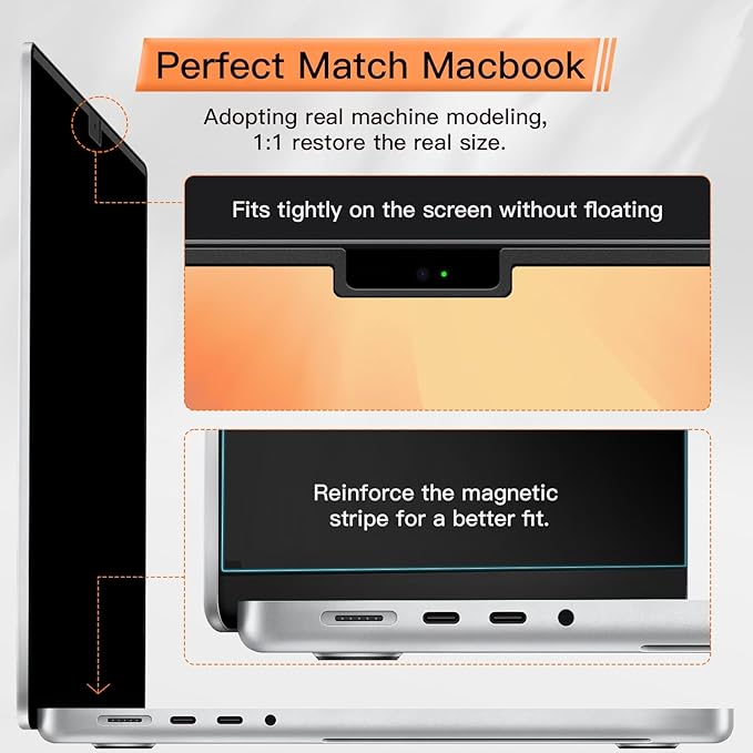 Magnetic 360° Privacy Screen for Macbook Air 15 Inch (2023-2025, M2, M3, M4)), Removable Anti Glare Blue Light Filter, 4 Way Anti Spy Black Protector for Mac Air 15In Laptop Computer