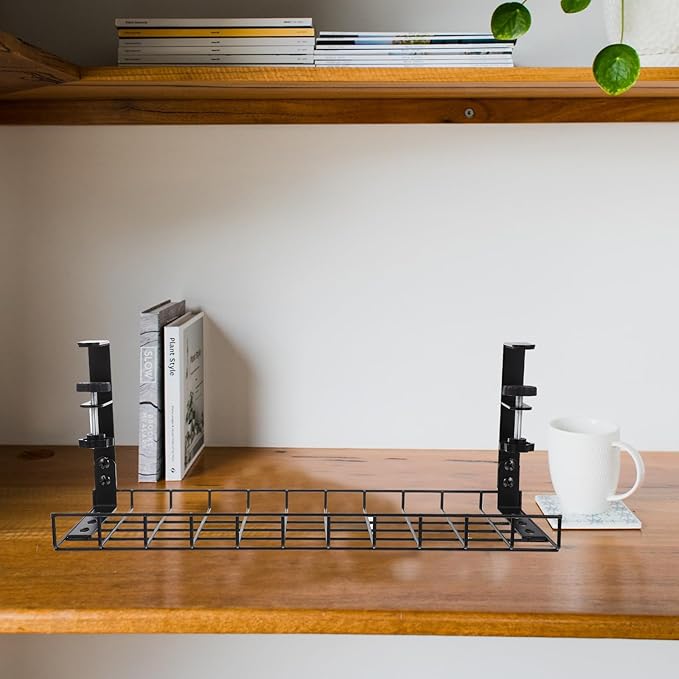 Under Desk Cable Management Tray Wire Organizer Cord Rack 500Mm Black No-Drill Installation Office Desk Cable Tray Storage