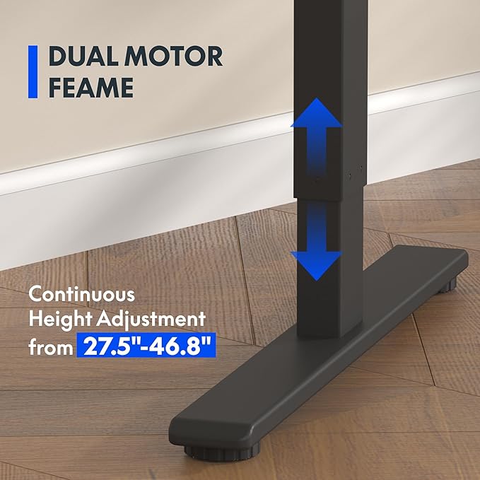 FLEXISPOT E3 Dual Motor Electric Standing Desk 48x30 Inch Whole-Piece Board Height Adjustable Desk Electric Sit Stand Desk (Black Frame + Black Desktop, 2 Packages)