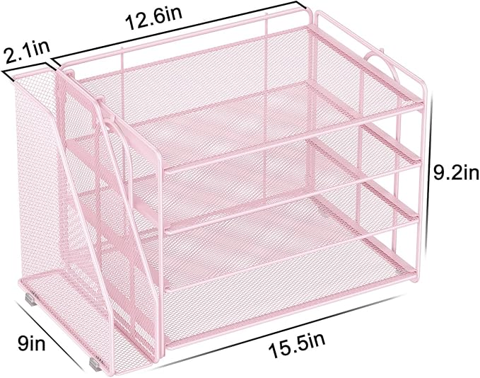 Spacrea Desk Organizers and Accessories, Paper Organizer for Desk with File organizer, Desk Accessories & Workspace Organizers for Office Supplies (Pink)