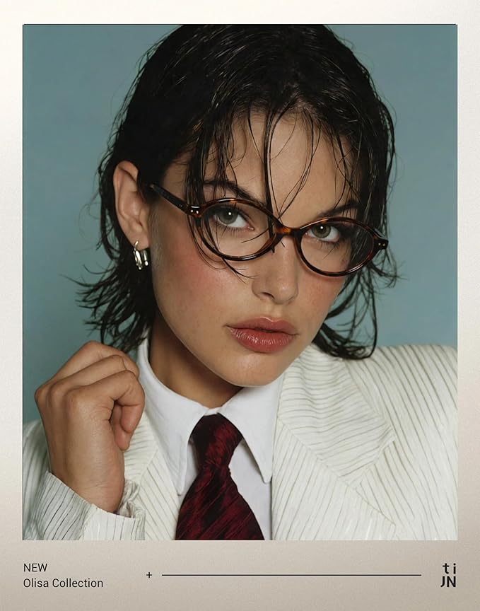 TIJN Olisa Blue Light Blocking Glasses for Women Men,Oval Glasses Frame Bluelight Glasses for Gaming/Computer/Screen