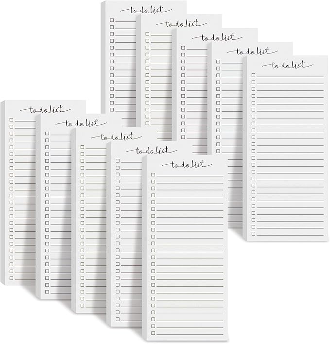 Censen 10 Pack 500 Sheets To Do List Notes Daily Checklist Notepads with 50 Sheets Each Undated Color Memo Pad Block Shopping List Pad Weekly Plan Notepad Organizer Planners(White,Lined)