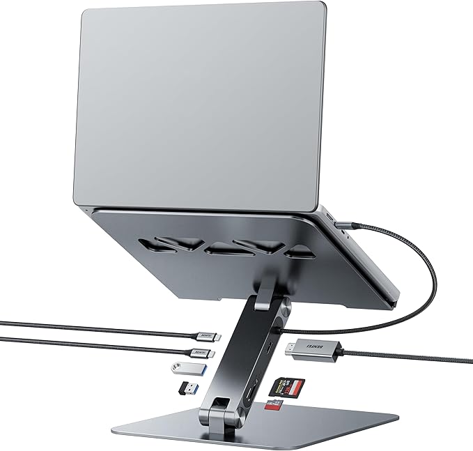 BENFEI Laptop Stand with USB C 7in1 Docking Station,HDMI 4K@60Hz,1*SD 1*Micro SD,100W Power Delivery,10Gbps 1*USB C 3.2 and 2*USB A 3.2 Compatible with MacBook Pro/Air, iPad Pro, XPS, Thinkpad
