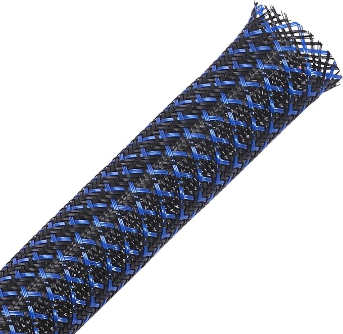 100ft - 1/4 inch PET Expandable Braided Sleeving – BlackBlue – Alex Tech Braided Cable Sleeve