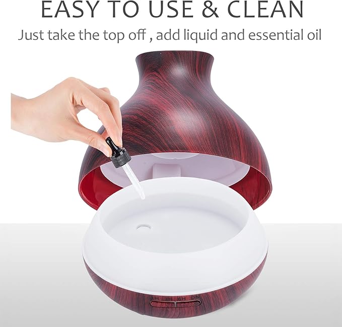 BZseed Aromatherapy Essential Oil Diffuser 550ml 12 Hours Wood Grain Aroma Diffuser with Timer Cool Mist Humidifier for Large Room, Home, Baby Bedroom, Waterless Auto Shut-off,7 Colors Lights Changing