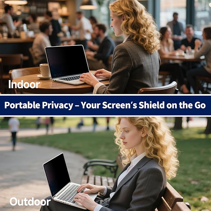Magnetic Laptop Privacy Screen 15.6 Inch 16:9, Removable Matte Anti Glare Blue Light Filter - Computer Privacy Shield for 15.6in Laptop