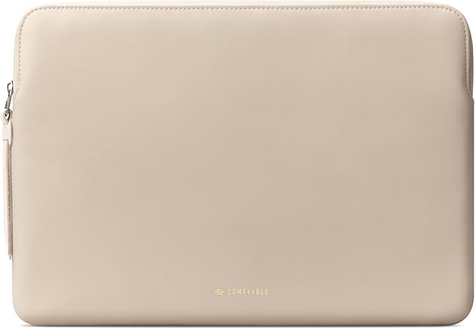 Comfyable Leather Laptop Sleeve Compatible with 16 Inch MacBook Pro M4 2024 & 15 Inch MacBook Air M4 M3 M2 2025, Dark Beige