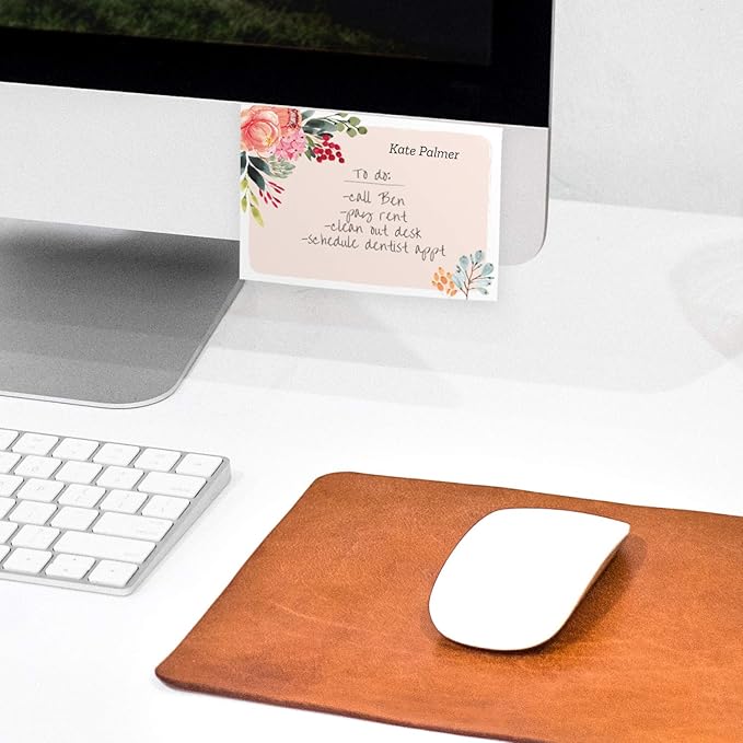 Personalized Pink Floral Sticky Notepads/Modern 3" x 4" Custom Writing Pads / 6 Customized Sticky Notes Pads / 50 Sheets Per Pad/Made in The USA