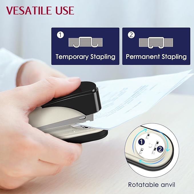 Metal Stapler Heavy Duty 50 Sheet Capacity with 1750 Staples and Staple Remover, Full Strip Staplers for Desk, No Jam, Non-Slip for Office & Classroom, White