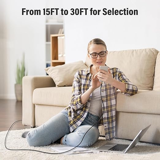USB 3.0 A to USB C Cable 15FT, Extra Long Type A to Type C Cord, 3A Fast Charging & 5Gbps Data Transfer, Compatible with iPhone 17/16/15 Series, Samsung Galaxy S10 S10+, iPad, Tablets, Laptops