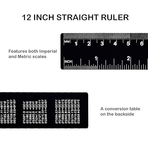FUTGLOBAL Set of 3 Aluminum Engineering Scale Metal Ruler Set, Architectural Scale Rulers 12 Inch and 6 Inch Triangle Ruler and 12 Inch Straight Edge Ruler Drafting Tools for Architects, Draftsman