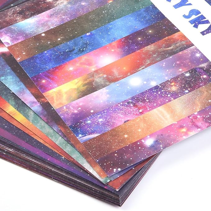 Origami Paper Kit 50 Sheets 70GSM 6 Inch Square Double Sided Color 50 Vivid Japanese Washi Chiyo Colors for Hand Crafts Origami Paper Arts Creativity.Galaxy
