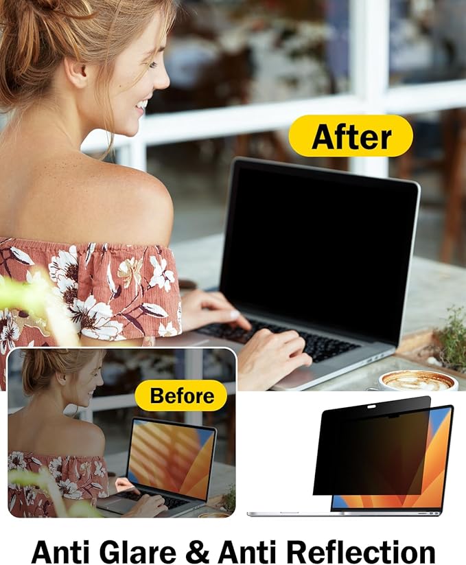 F FORITO 360° Privacy Screen Protector Compatible with MacBook Pro 13 inch (2016, 2017, 2018, 2019, 2020, 2021, 2022, M1, M2), Anti Peeping, Anti Glare and Scratch Resistant Laptop Privacy Screen
