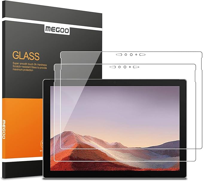 Megoo [2 pack Screen Protector for Surface Pro 7 Plus/Surface Pro 7, Ultra Clear/High Response/Tempered Glass, Compatible for Microsoft Surface Pro 7 12.3 Inch (2019 Release)