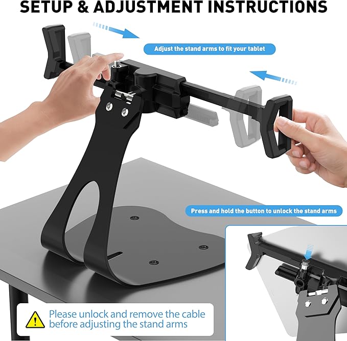 AboveTEK Anti-Theft iPad Kiosk Stand, 360° Swivel POS Tablet Mount with Security Cable & Key, Fits 7–13-inch iPad & Samsung Galaxy Tab, Perfect for Retail & Business