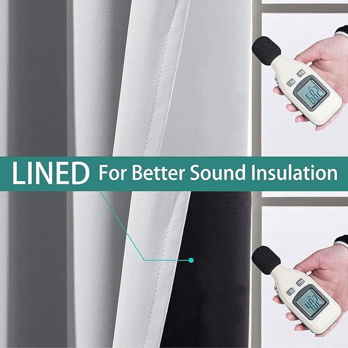Yakamok 100% Blackout Lined Panels, Thermal Insulated Blackout Curtains
