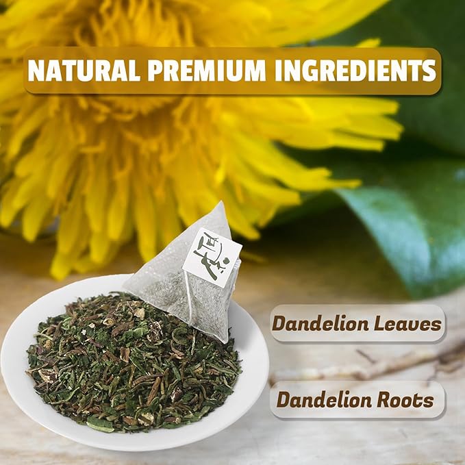 Jarteela - Dandelion Leaf & Root Tea Bags - 2g x 50 Count - Premium Dandelion Tea - Non-GMO - Caffeine-Free - Support Kidney Health & Enhance Immune System