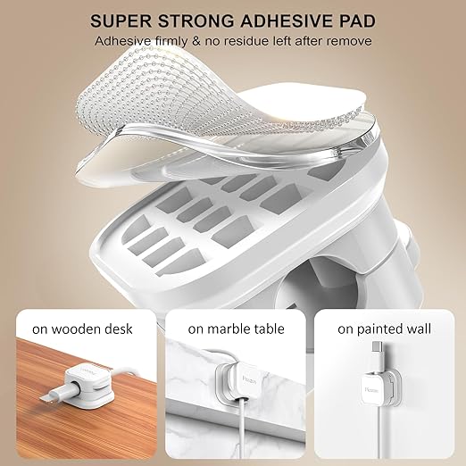 Picozon 6 Pack Magnetic Cable Clip Organizer Cord Holder, Picozon Adhesive Cable Management, Wire Phone USB Charger Cable Holder Keeper Organizer for Car, Office Home Desktop, Wall, Night Table