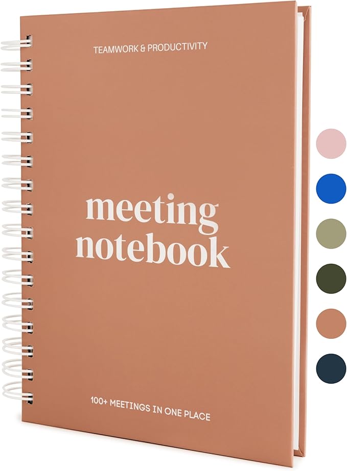 Lamare Meeting Notebook for Work Organization – Perfect Work Notebook for Note Taking & Meeting Planner for Productivity