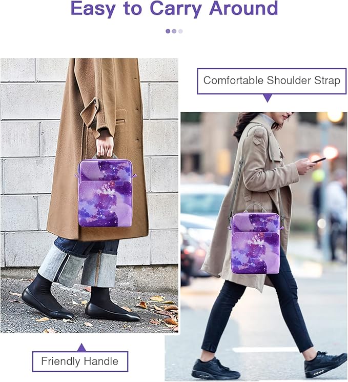 MoKo 13.3-14 Inch Laptop Sleeve Bag Fits MacBook Pro M3/M2 14" 2023,MacBook Pro 13" M2,New MacBook Air 13.6" M3/M2 2024,Tab S8 Ultra 14.6",Handle Carrying Case with Shoulder Strap,Purple Starry Sky