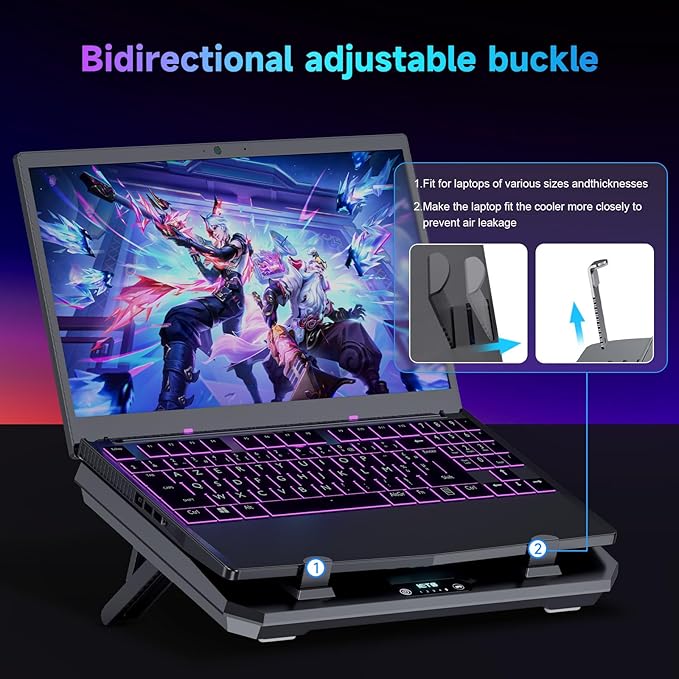 IETS GT300 Upgraded Laptop Cooling Pad with Adjustable Stand, Turbo Boosted Cooler for Rapid Cooling 10-17inch Gaming Laptop, Flexible Sealing Ring，Featuring Air Filtration and USB Hub