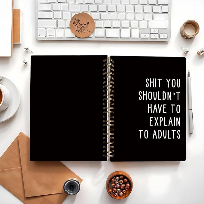LIANGW Sarcastic Notebooks for Work, Funny Notebooks Journal, Funny Office Gifts for Coworkers, Funny Notebooks for Work, Office Humor Gifts, Black Hardcover Spiral Notebook 5.5x8.3 Inch