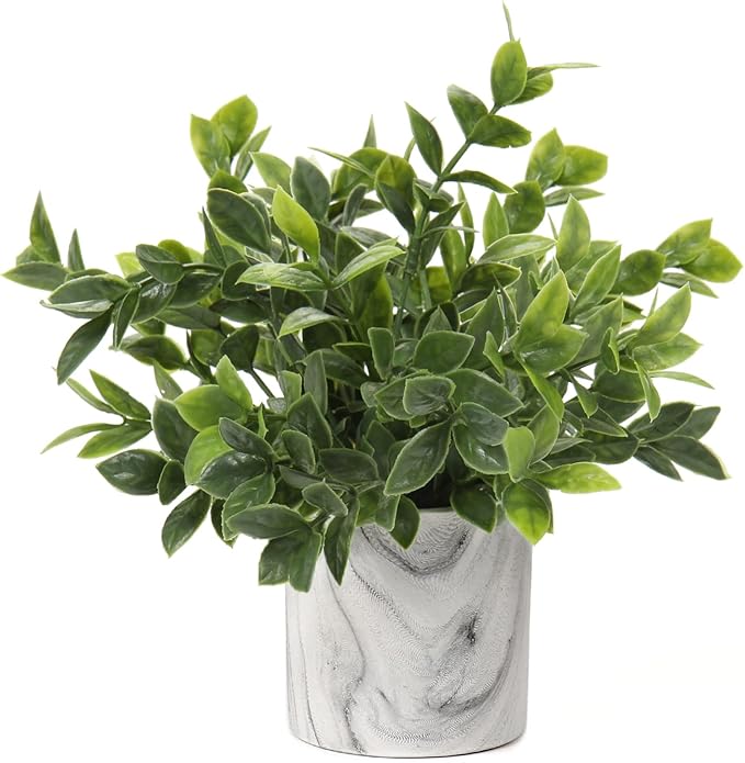Hollyone Faux Plants Indoor Artificial Mini Potted Plants Plastic Green Plant Small Fake Plants Eucalyptus Decor in Pots for Home Table Room Bathroom Decor