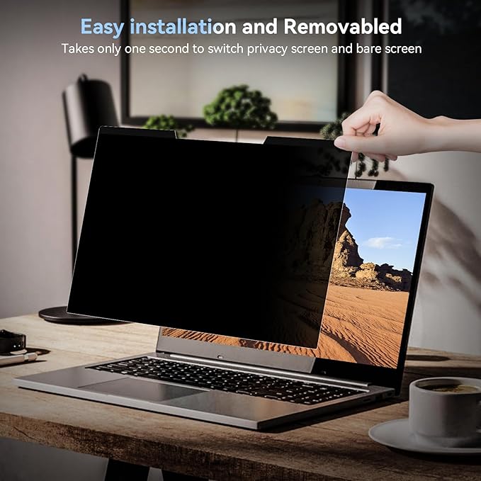 Mamol Magnetic Laptop Privacy Screen 15.6 inch ,16:9 Aspect Removable Anti Glare Protector Blue Light Privacy Screen Filter,Filter Shield Compatible with HP/Dell/Acer/Asus/Samsung/Lenovo/Thinkpad Envy