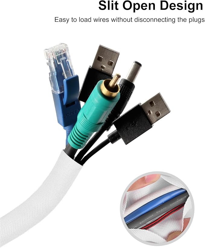 Secbolt Cord Protectors from Pets No Chew, 10ft - 1 inch Ultra Durable Cord Covers for Pets, Bite-Resistant Cable and Wire Protector for Cats, Dogs, Rabbits - White