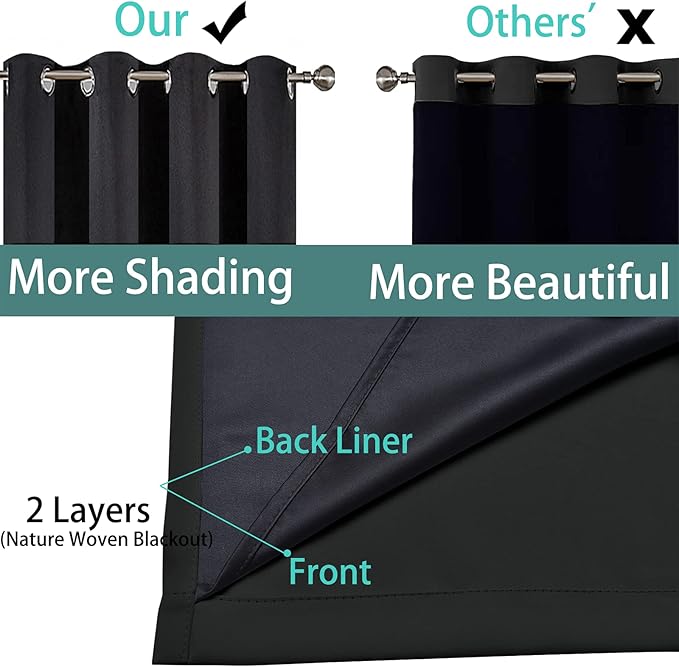 Yakamok 72 Inch Length 100% Blackout Curtains