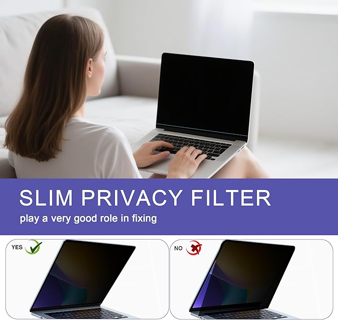 360° Privacy Screen Protector Compatible for MacBook pro 13 inch (2016-2022,M1, M2), Privacy Screen Filter for MacBook Air 13 Inch (2018-2021, M1), Anti-Spy/Anti Fingerprint/Anti Blue Light/Anti Glare