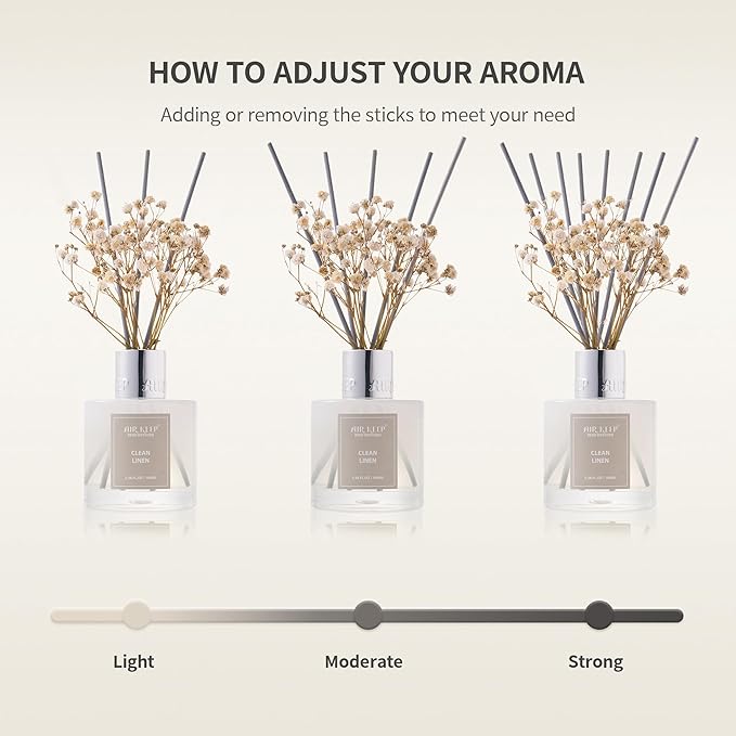 Airkeep Reed Diffuser Set,3.38 fl oz (100 ml) - Lemon Eucalyptus Oil Diffusers with 8 Reed Sticks, Home Fragrance Reed Diffuser for Bathroom Shelf Decor