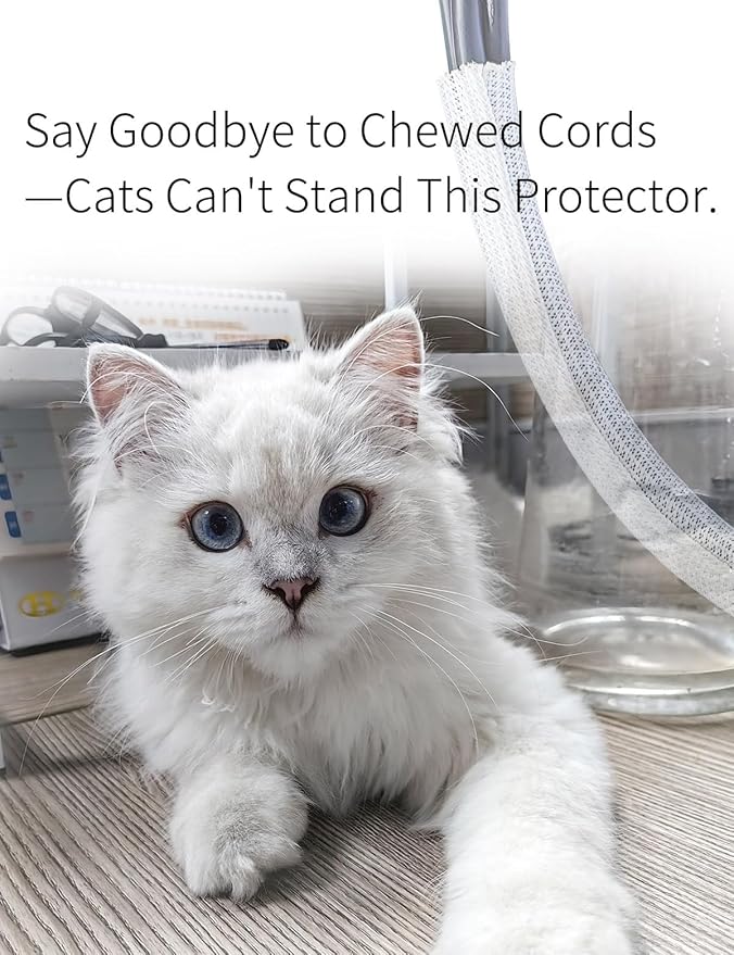 Cable Management Split Wire Loom Sleeve - Cord Hider & Protector for Desk, Pet Chew Proof, Wire Cover Organizer, Flexible Tube for Wires and Cables (1/2 Inch 25FT, White)