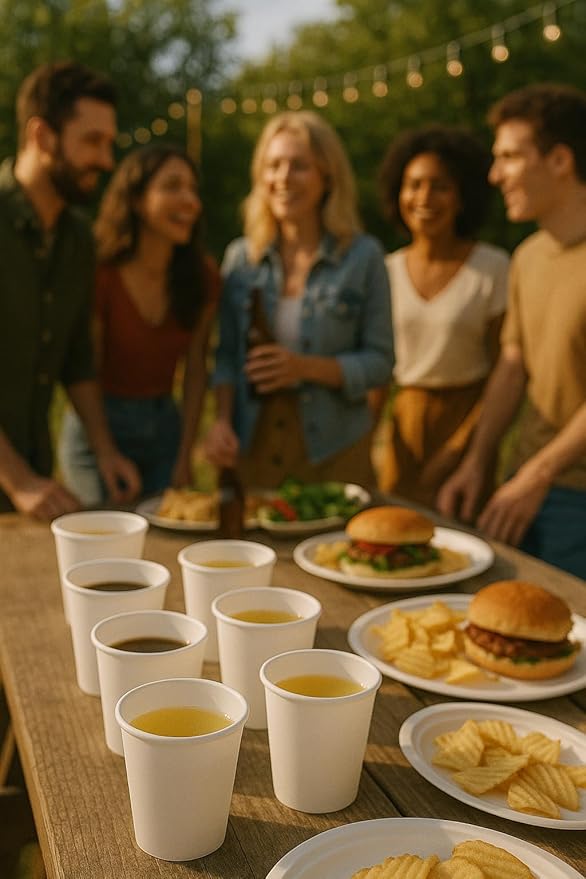 White Paper Coffee Cups – 8 Oz. [200 - Pack] Disposable Hot & Cold Beverage Cups | Durable Paper Cups for Hot and Cold Coffee, Water, Juice, Tea & More – Ideal for Office, Parties, Home & Travel Use