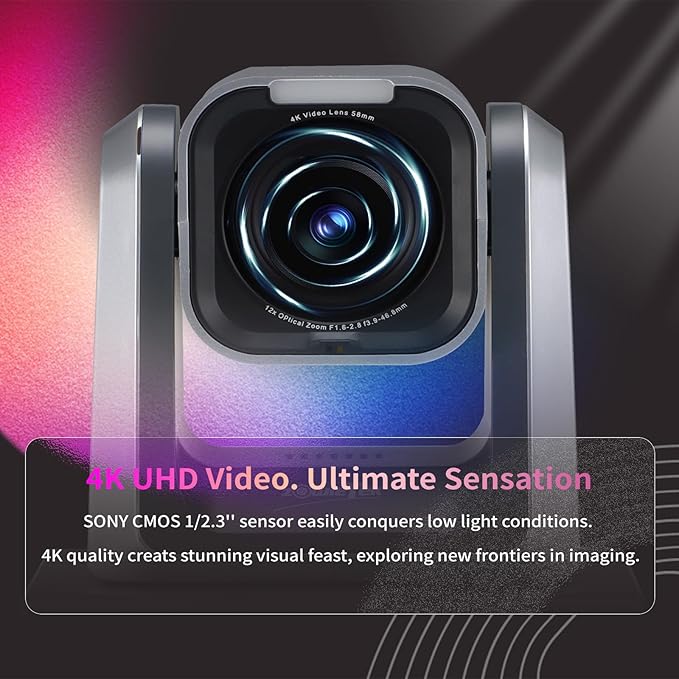 zowietek 4K PTZ Camera PoE, 25X Optical Zoom, Simultaneous HDMI and SDI Output, USB Out for Conference, RTSP/RTMP(s)/SRT, Standalone IP Live Streaming to YouTube for Meeting, Church, Event
