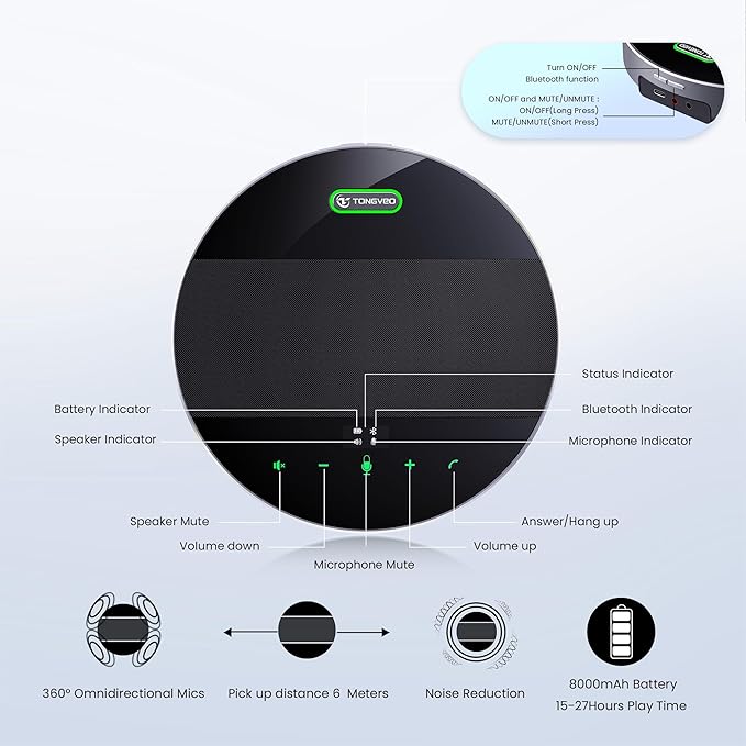 20x Zoom Conference Room Camera System TONGVEO All-in-1 Video and Audio Conferencing System 20X Optical Zoom USB3.0 HDMI PTZ Camera and Conference speaker with microphone Bundle for large Meeting Room