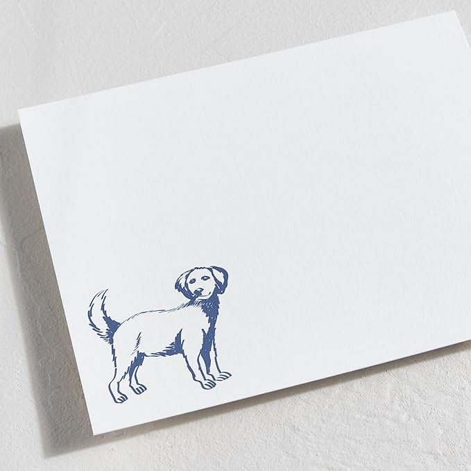 Minted Best Friend Stationery Set, Set of 10, Flat Note Cards & Envelopes for Invitiations and Handwritten Thank You Messages, Blue Dog Illustration, Gifts for Men & Women, Pet Lovers, Luxurious Paper