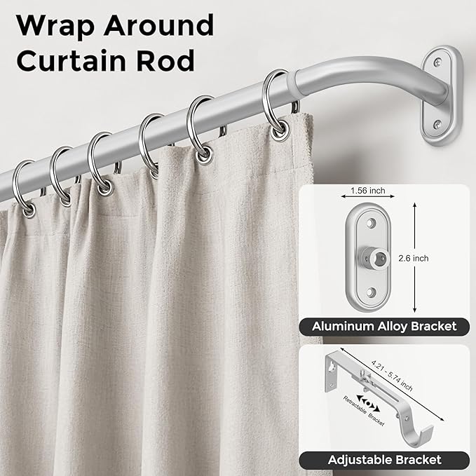 2 Pack Curtain Rods 32-46 Inch, 1 Inch Adjustable Heavy Duty Room Darkening