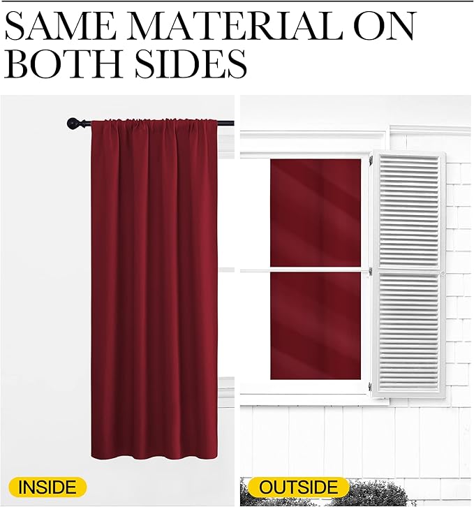 NICETOWN Christmas Burgundy Blackout Curtains and Drapes