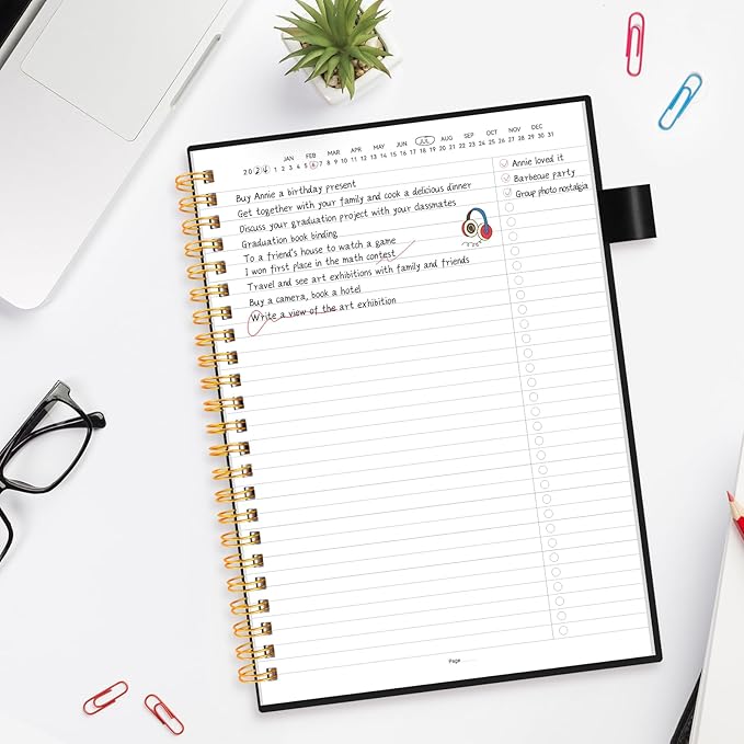 To Do List Notebook for Work, Daily To Do List Planner, ALLTREE To Do List Notebook Spiral Planner, Work Planner with Pocket, Pen Loop, 160 Pages, Black (7"x10")