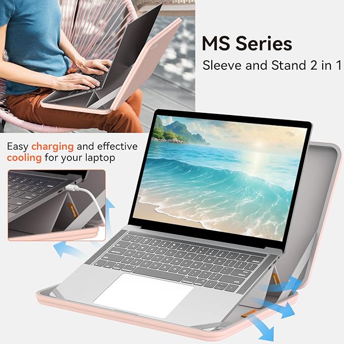 Smatree MS85T Hard EVA Protective Sleeve Case with Stand Compatible for 15.6 inch Acer Aspire Go 15, for 15.6 inch Acer Aspire 5 A515-58M-7570, for 16inch Swift Edge 16 Laptop, Pink